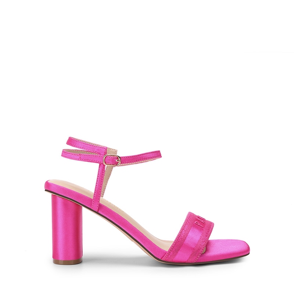 Jacquard Cylindrical Heel Sandals - HOT PINK - 3